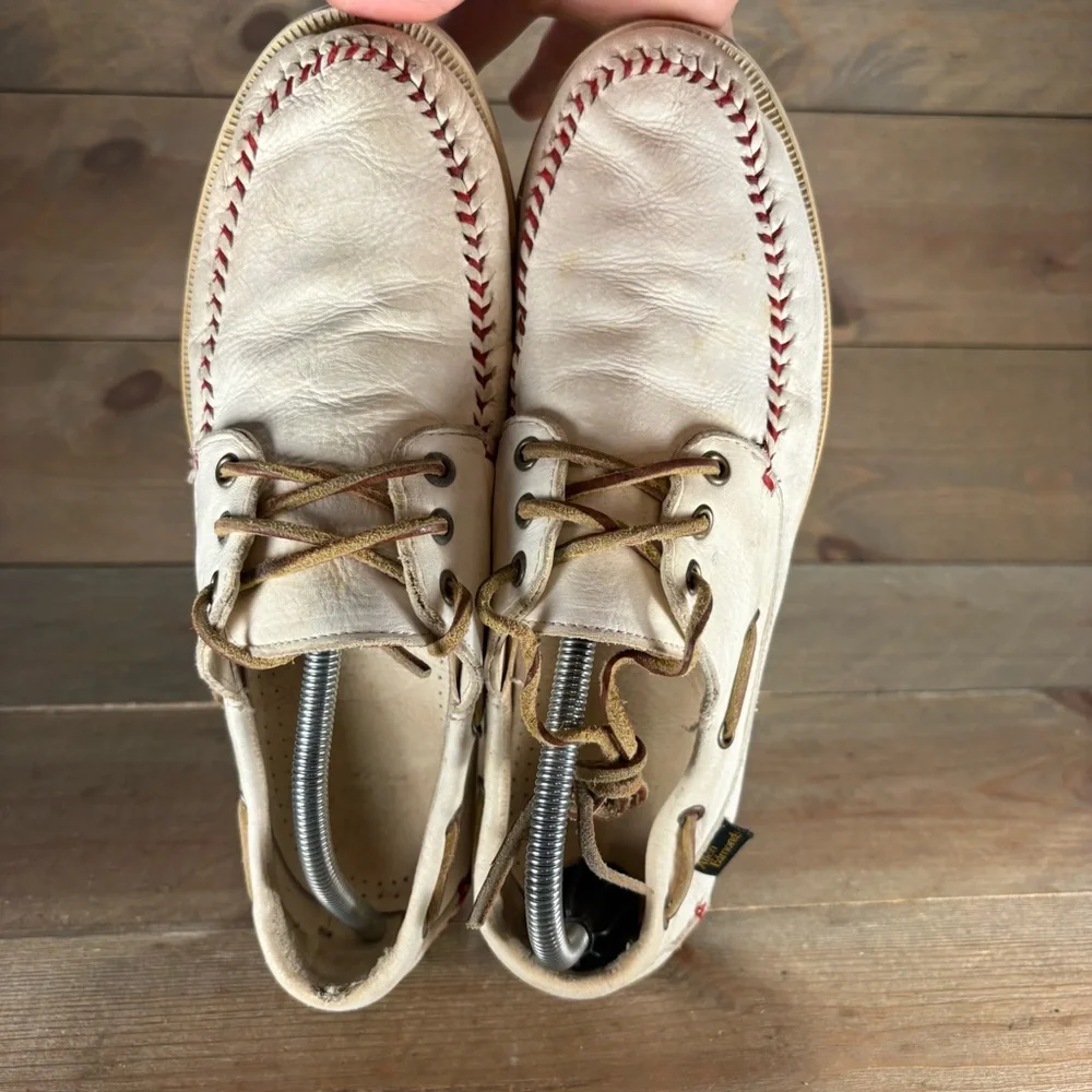 Allen Edmonds fastball mens size 9 shoes white leather comfort boat shoes